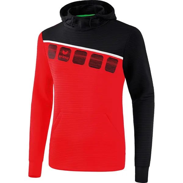 ERIMA 5-C sweatshirt met capuchon rood/zwart/wit (152) - TG-outlet